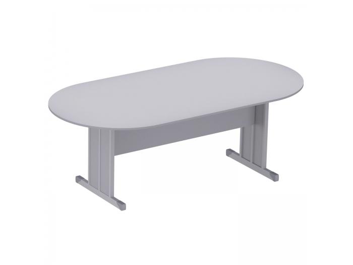 MESA REUNIÃO SEMI OVAL M15 CINZA CRISTAL
